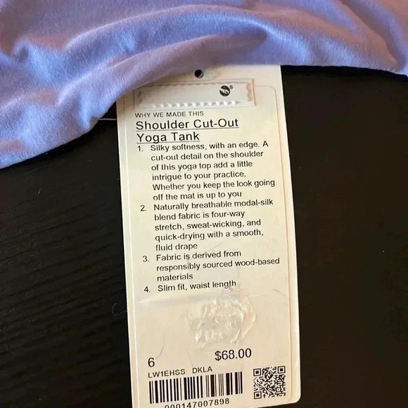 NWT Shoulder Cut Out Yoga Tank Dark Lavender size 6 - Picture 2 of 4